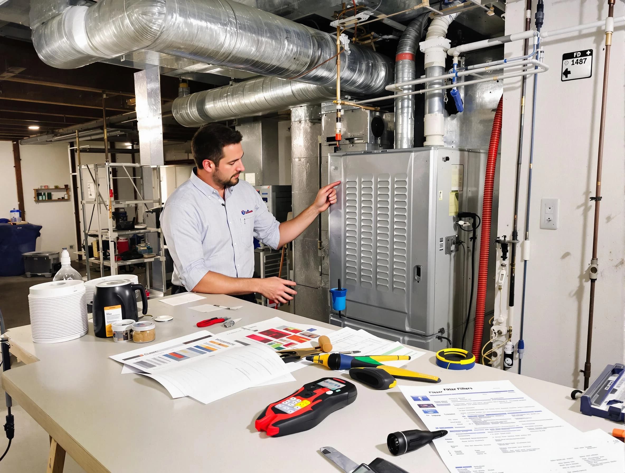 Clanton Air Duct Cleaning inspector conducting detailed filter system evaluation using professional diagnostic tools in Clanton