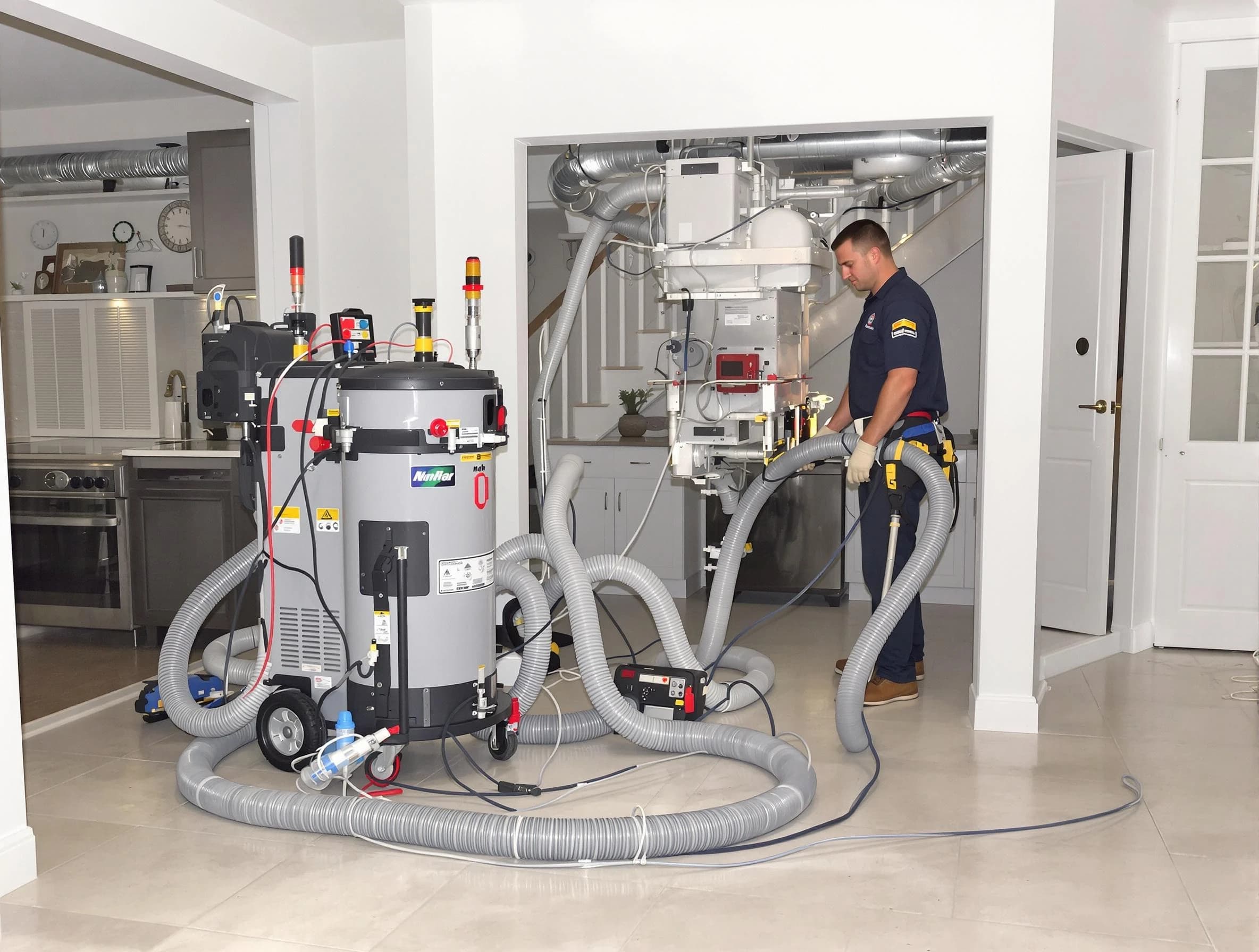Clanton Air Duct Cleaning technician operating negative pressure cleaning equipment for thorough duct maintenance in Clanton