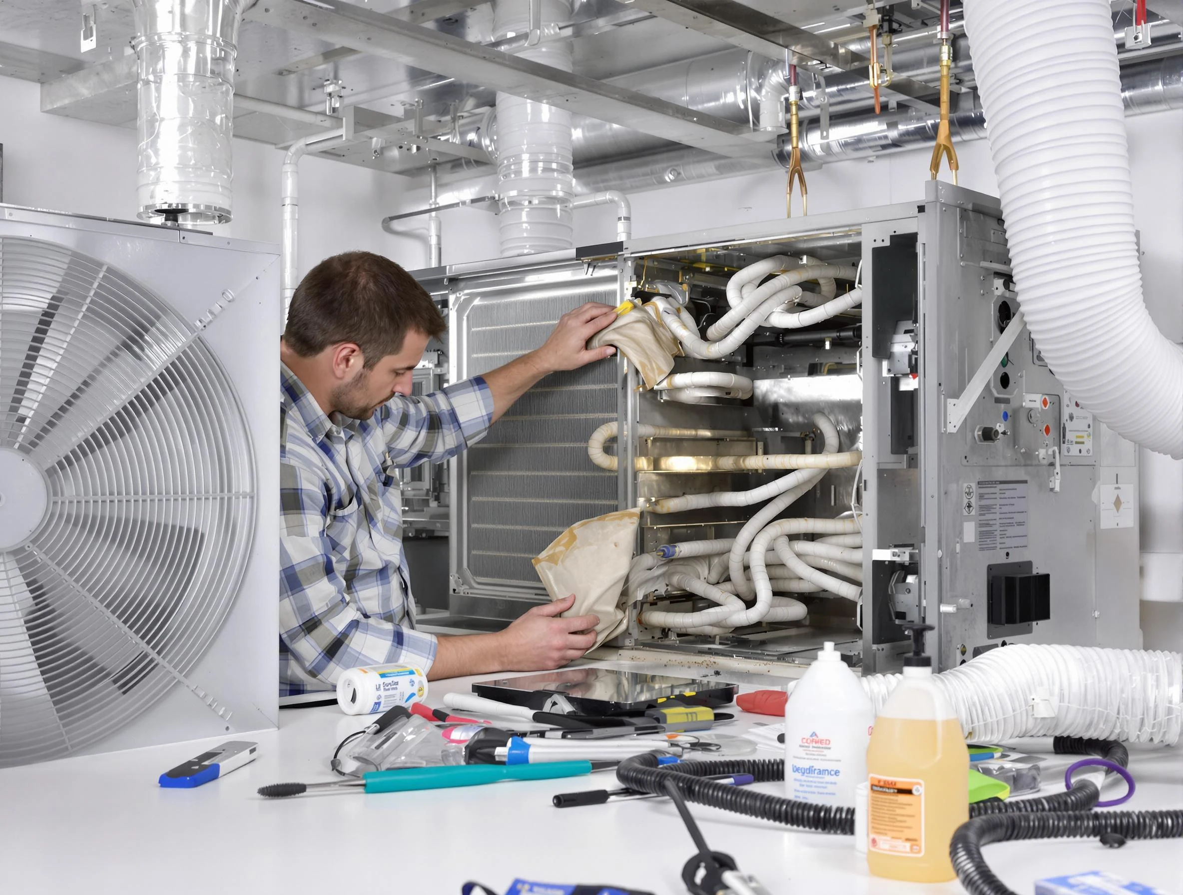 Clanton Air Duct Cleaning specialist performing precision AC coil cleaning in Clanton