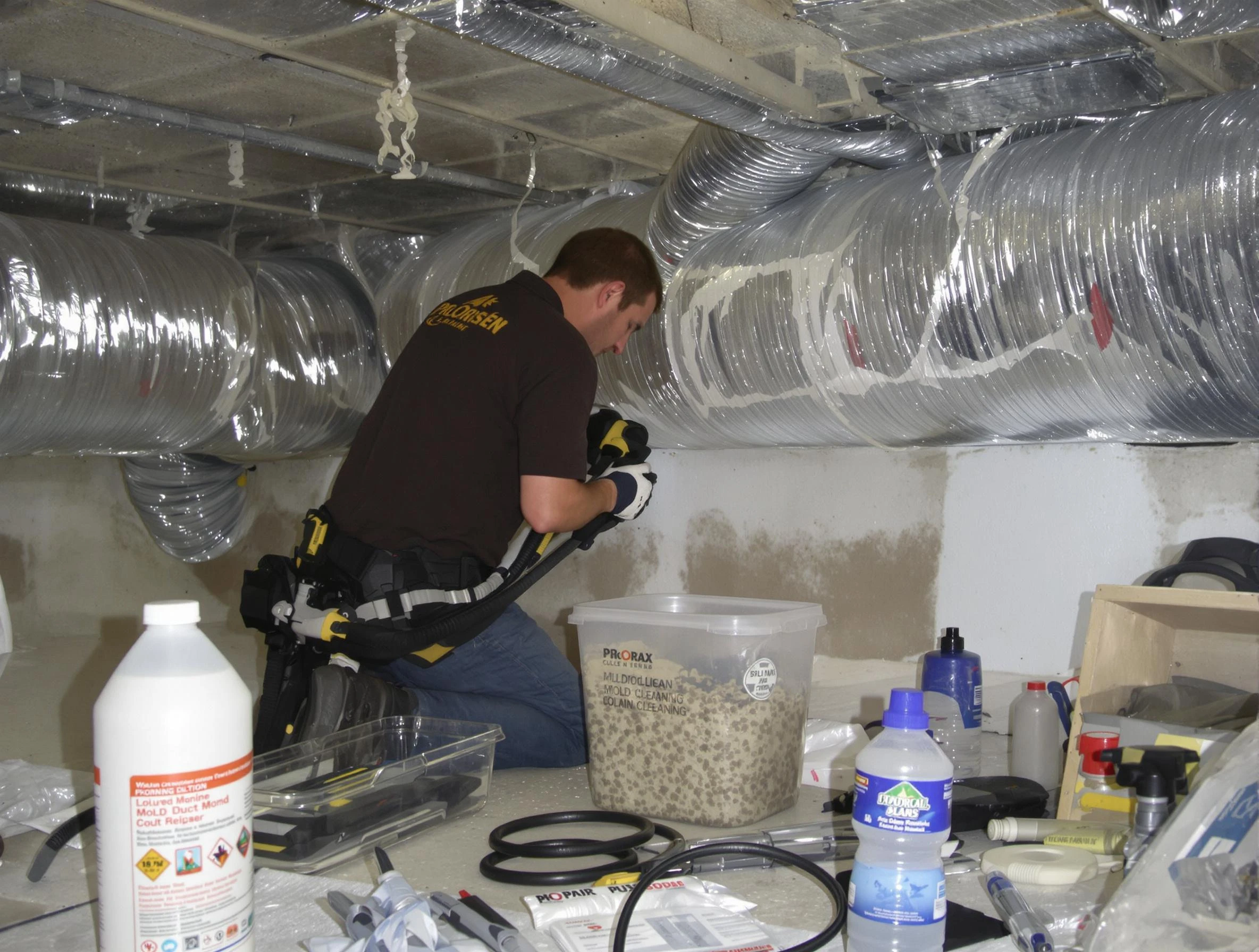 Clanton Air Duct Cleaning specialist performing professional mold removal from air ducts in Clanton