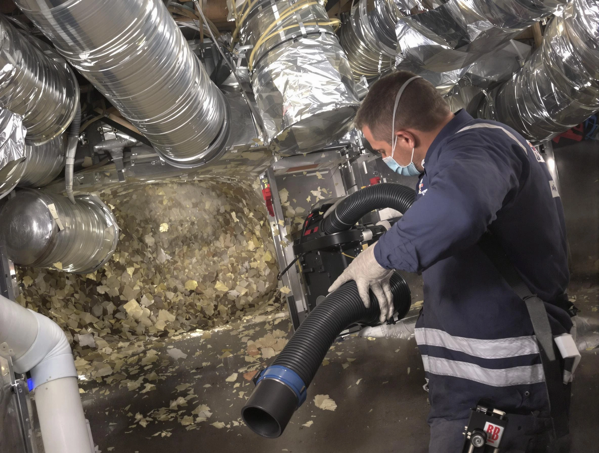 Clanton Air Duct Cleaning specialist operating negative pressure cleaning equipment for thorough duct maintenance in Clanton